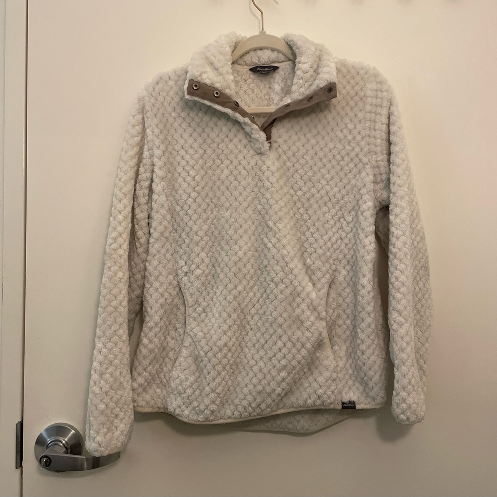 Eddie Bauer Women's Textured Cream Teddy Jacket